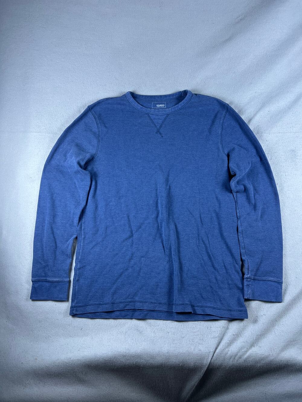 Sonoma Thermal Shirt Mens L Blue Long Sleeve Crew Neck Waffle Knit Pullover Tee